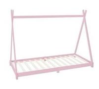 Lit tipi pour enfants indien en bois massif sommier à lattes rose 200x90 cm Rose G