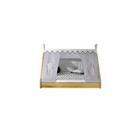 Vipack - Tipi Tente Lit Surface de couchage 90 x 200 cm, incl. sommier à lattes, tiroir de lit et toit de tente en textile, finition en pin massif naturel/blanc