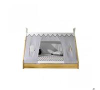 Vipack - Lit Tipi (90x200 cm) - Sommier à lattes, tiroir et toit en textile - Pin naturel/blanc