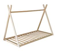 Lit tipi VALENTIN pour enfant, de dimensions 190x90cm, avec sommier à lattes - Lit au sol, structure en bois, facile à monter - Parfait pour une chambre d'enfant imaginative et accueillante.