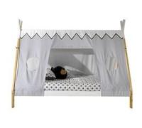 Lit Lp 90x200 Avec Ciel De Tente Gris/Blanc