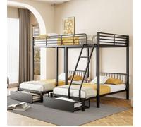 Lit triple convertible en 3 lits séparés dimensions 246x206x177 8cm rangements sous lit structure métal durable e LITS SUPERPOSES