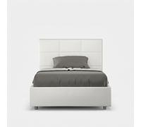 Lit capitonné 120x190 cm simili cuir blanc Mira Avec sommier et coffre