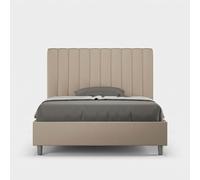 Lit rembourrée avec sommier 120x200 similicuir taupe Agueda -
