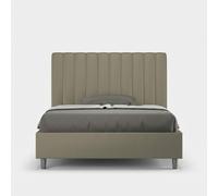Lit coffre - Agueda - 1 place et demi - Sommier relevable - Marron - Blanc