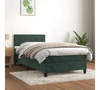 Lit velours vert foncé, tête réglable, matelas ressorts, design raffiné.