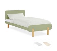 Lit en bois simple avec matelas Lit enfant 90x200 Lit de jeunesse massif vert pin Cadre de lit Lit junior Sommier à lattes