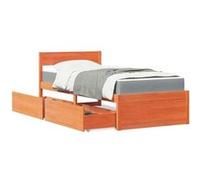 vidaXL Lit avec tiroirs/matelas cire marron 100x200 cm bois massif pin