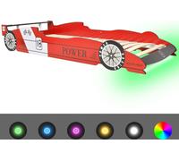 Lit voiture de course pour enfants avec LED 90 x 200 cm Rouge