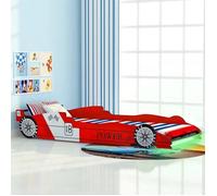 vidaXL Lit Voiture de Course à LED Enfants 90x200 cm Rouge Chambre à Coucher