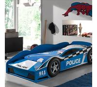 Lit voiture de police 70x140 cm bleu + matelas - CARINO
