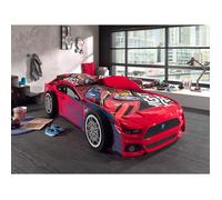 Vipack Lit voiture Panther Power 90x200 cm avec sommier inclus Rouge