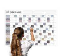 Litacimi Calendrier mural annuel 2025 avec phase de lune, calendrier mural annuel complet en papier, une page, calendrier 365 jours en un coup d'œil, grand calendrier pour mur 60 x 83,3 cm