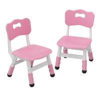 Litake Chaise Enfant Ergonomique et réglable 3 hauteurs - Lot de 2 chaises Robustes en Plastique, Dossier Confortable, Pieds antidérapants - pour Maison, école, crèche, 2-8 Ans - Couleur : Rose