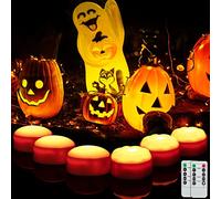 Litake Citrouille Lumineuse Blanc Chaud avec 2 Télécommandes à Minuterie | Pack de 6 Lanternes Décoratives Citrouille LED Halloween, Bougies Vacillantes Sans Flamme - Décoration Lumineuse d'Halloween