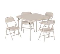 Litake Ensemble Pliable pour Enfants - Table carrée et chaises rembourrées en PU, Structure métal Robuste, idéal Repas, activités et Apprentissage - Mobilier Chambre ou crèche - Beige, 1 Table + 4