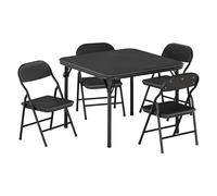 Litake Ensemble Pliable pour Enfants - Table carrée rembourrée, 4 chaises à Coussin Doux, Cadre métal, Surface Simili Cuir, idéal pour Salle de Jeux, Chambre, crèche - Noir, 1 Table + 4 chaises