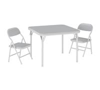 Litake Ensemble Pliable pour Enfants - Table carrée rembourrée et 2 chaises Confortables, Cadre métal Robuste, Surface Cuir PU, idéal pour crèche, Repas, Apprentissage - Gris, 1 Table + 2 chaises