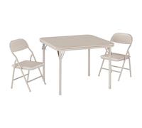 Litake Ensemble Pliable pour Enfants - Table carrée rembourrée et chaises Assise Douce, Cadre métal, Surface PU, mobilier d’activité idéal pour Chambre, Salle de Jeux, crèche - Beige, 1 Table + 2