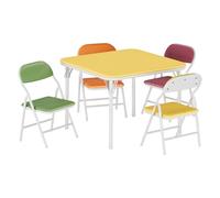 Litake Ensemble Pliable pour Enfants - Table carrée rembourrée et chaises Ultra-Douces, Cadre métal, Surface PU, idéal Jeux, activités créatives, Salle de Jeux ou crèche - Coloris variés, 1 Table + 4