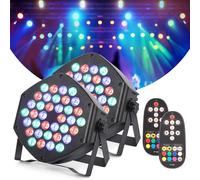 Litake Lot de 2 spots LED rechargeables - 36 LED - Batterie RVB - 7 modes d'éclairage - Télécommande flexible - Contrôle DMX - Pour DJ, discothèque, fête, spectacle, Halloween, Noël