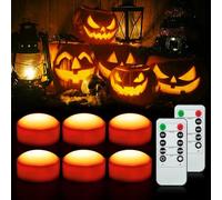 Litake Lot de 6 lanternes à LED avec télécommande, citrouille, clignotantes, avec minuterie, décoration d'Halloween citrouille avec piles à intensité variable
