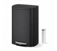 Litake Poubelle De Cuisine 50 l, Meuble Poubelle Cuisine En Métal | Poubelle de Cuisine 50 Litres en Acier Inoxydable avec Pédale, Couvercle Soft-Close, Seau Intérieur Amovible, Marron