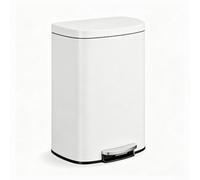 Litake Poubelle De Cuisine 50 l, Meuble Poubelle Cuisine En Métal | Poubelle de Cuisine 50 Litres en Acier Inoxydable avec Pédale, Couvercle Soft-Close, Seau Intérieur Amovible, Blanc