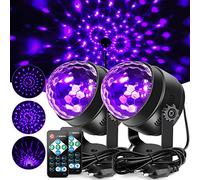 Litake UV Boule Disco Lumières, LED Lampe de Scène 6W 7 Modes d'éclairage avec Télécommande, Boule Disco de Commande Vocale, Portable Lampe Disco Éclairage de Discothèque pour Noël Fête DJ Bars Clubs