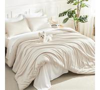 Litanika Parure de lit Beige 3 pièces pour très Grand lit californien, légère et Solide, surdimensionnée pour Toutes Les Saisons (Couette de 264,2 x 243,8 cm et 2 taies d'oreiller)