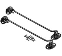 Litensh 2PCS crochets de porte de grange acier inoxydable, 10 inch crochet et loquet à œillet de cabine, verrou serrure de porte crochet de fenêtre pivotant pour porte coulissante, chambre à coucher