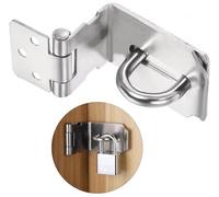 Litensh 90 degrés Loquet Porte à angle droit, 3 Inch Loquet de Cadenas Agrafe en acier inoxydable Moraillon De Verrou Porte de Sécurité Porte Fermoir de Cadenas Loquet de verrouillage argenté