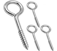 Litensh Crochets à Visser œillets en acier inoxydable Vis à Oeillet robustes Crochets de suspension Vis à œil solides pour bois Fils de câble sécurisés Piton à Visser (Silver - 4 Pack, M10-125MM)
