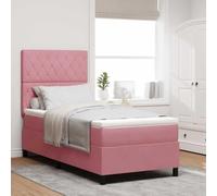 Literie à Ressorts LED Ambiance Moderne tête Lumineuse 90 x 200 cm Rose | Lit à ressort LED avec matelas Rose 90 x 200 cm tissu, tête de lit réglable, éclairage RGB, cadre solide pour chambre