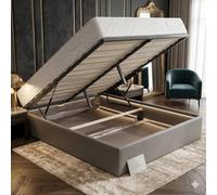 Literie Julien Ensemble Lit Coffre et Matelas 120x190 cm - Couleur : Gris - Sommier Relevable avec Vérins Hydrauliques - Matelas Soutien Très Ferme Haute Densité - Lit Coffre Déhoussable