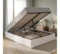 Literie Julien Ensemble Lit Coffre et Matelas 160x200 cm - Couleur : Blanc - Sommier Relevable avec Vérins Hydrauliques - Matelas Soutien Très Ferme Haute Densité - Lit Coffre Déhoussable