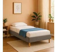 Literie Julien Gregory - Solide et Confortable Sommier Tapissier Gris + Pieds en 20 cm pour Matelas en 90x190-13 Lattes