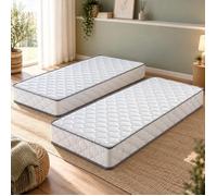 Literie - Lot de 2 Matelas 90x200 Hauteur 18 cm - Soutien Très Ferme - Mousse 30 Kg-m3 HR Dernière Génération - Très Respirant