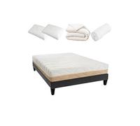 BELLECOUR LITERIE - Pack Prêt à dormir LEMAN 90x200 cm - Matelas Mousse hypersoft + Sommier + Accessoires G
