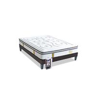 BELLECOUR LITERIE - Pack REINA 2.0 90x200 cm - Matelas Ressorts ensachés + Sommier Bois + Protège matelas anti punaise G