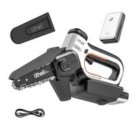 Litheli Mini Tronçonneuse à Batterie 10000 mAh, 20V, 6 Pouces Tronconneuse Electrique Sans Fil Brushless, Élagueuse Batterie, Coupe Branche Electrique, Lubrification Automatique pour Jardin