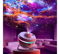 Lithomy Projecteur Ciel Etoile - Projecteur Galaxie avec 13 Disques de Film 4K HD - Projecteur avec Objectif Mise Point Réglable - 6 Lumières Décoratives - Projector pour Enfant et Adulte - Blanc
