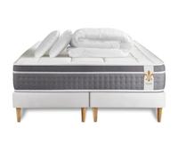 LITIER DELUXE Pack Le Trente 200 x 200 cm Double sommiers Blanc | Epaisseur : 30 cm | Confort : Equilibré