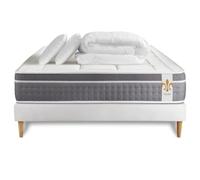 LITIER DELUXE Pack Trente 180 x 200 cm sommier Kit Blanc | Epaisseur : 30 cm | Confort : Equilibré