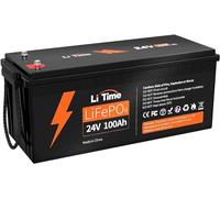 LiTime Batterie LiFePO4 24V 100Ah pour Stockage d'énergie, Bateau, Pêche | Max. 15000 Cycles, 2560Wh, BMS 100A, Remplacement AGM, Légère, Batterie Lithium 24V pour Système Solaire, Yacht, Marine, Van