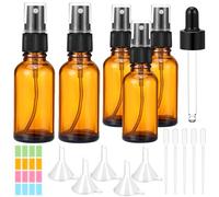 Litimkat 5pcs Flacon Spray Verre Vide Brun, 2 flacons 50 ml,3 flacons 30 ml | avec brume fine petit atomiseur de parfum avec outil de remplissage et autocollant, flacon pulvérisateur réutilisable