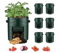 LITLANDSTAR - Lot de 6 sacs de culture pour pommes de terre, 37,85 L - Sacs de culture pour jardin avec fenêtres et poignées, sacs de culture pour légumes pour pommes de terre, oignons, tomates