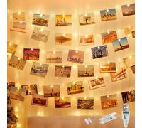 litogo Guirlande Lumineuse Chambre 12M 120 LED Avec 60 Photo Clips USB Alimenté Decoration Interieur pour Accroche Photo, Blanc Chaud