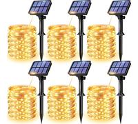 litogo Lot de 6 Guirlande Lumineuse Exterieur Solaire,12m 120 LED Guirlande Solaire Exterieur Jardin Étanche Décoration Lumière pour Noël (Blanc Chaud)