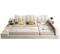 Lits en cuir design Hôtel double étagère 180x200 Lit multifonctionnel de luxe